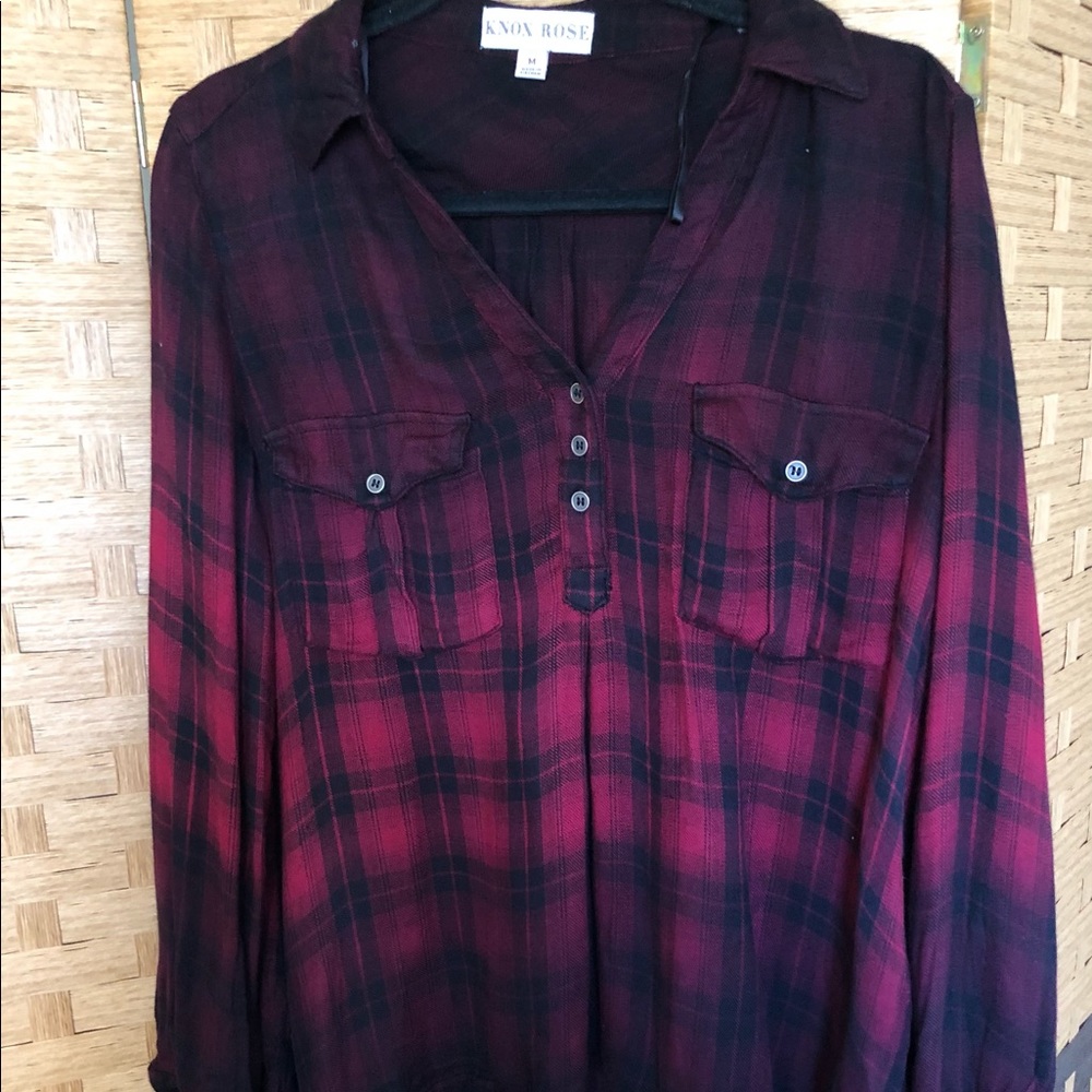 Burgundy Plaid blouse